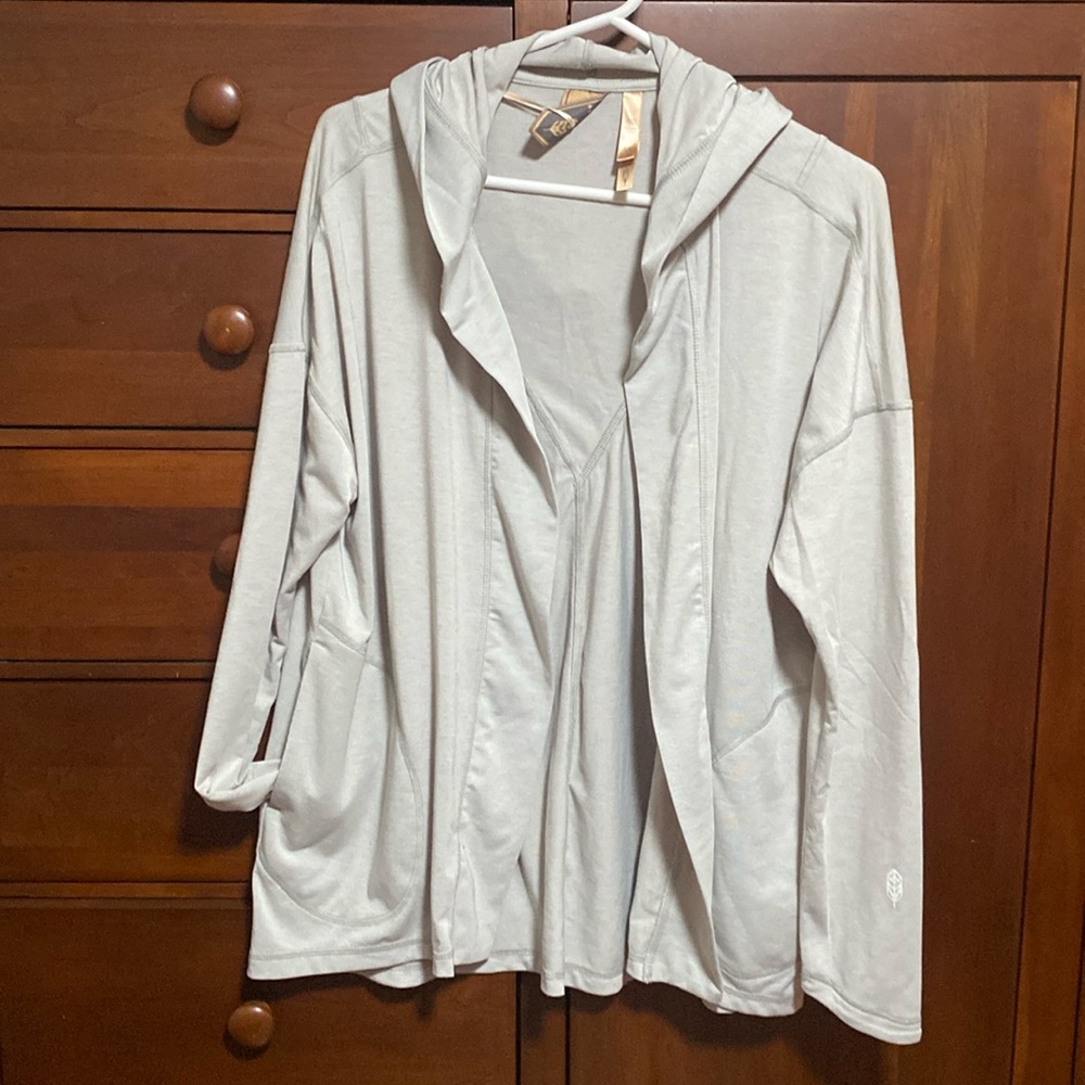 INDYGENA   Activewear Hooded Cardigan in Gray Size S/P